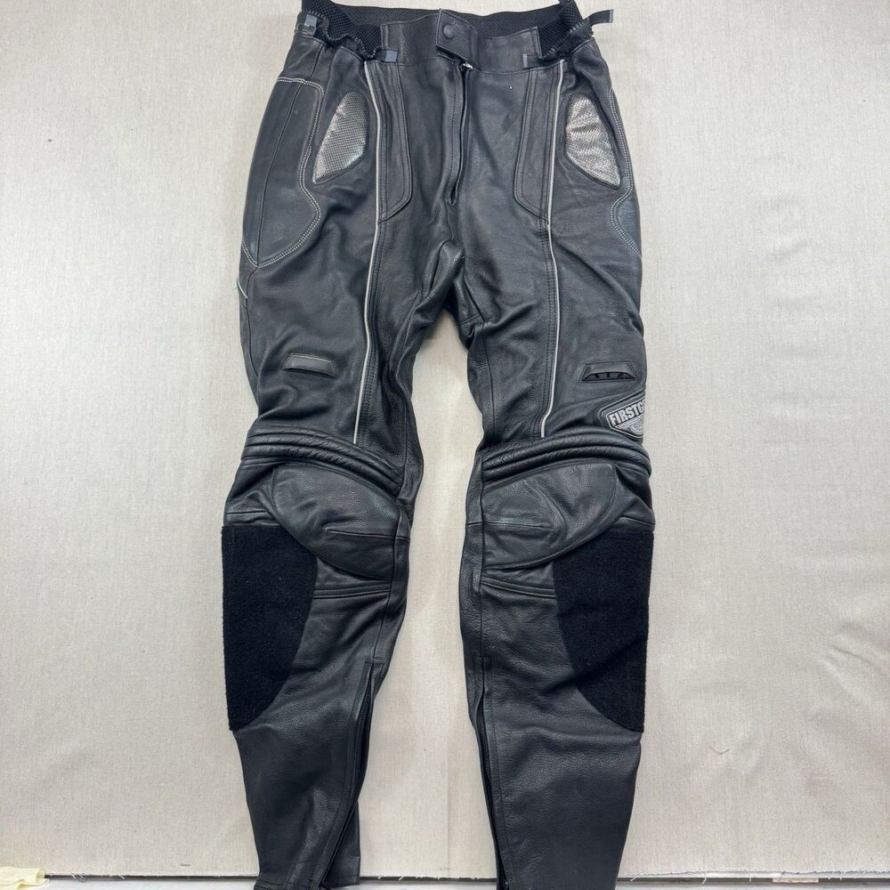 Firstgear Dynamic Schoeller Motorcycle Leather Riding Pants Mens 32 Black Biker